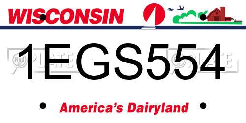 1EGS554 Wisconsin License Plate