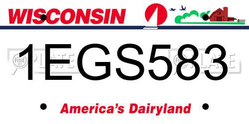 1EGS583 Wisconsin License Plate