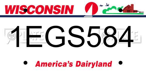 1EGS584 Wisconsin License Plate