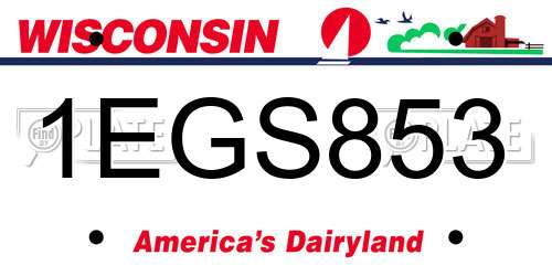 1EGS853 Wisconsin License Plate