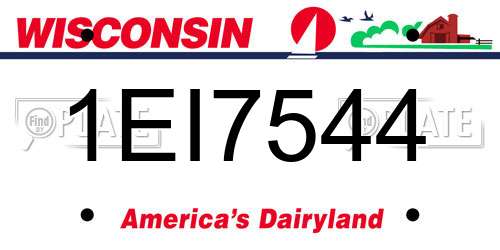 1EI7544 Wisconsin License Plate
