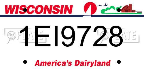 1EI9728 Wisconsin License Plate