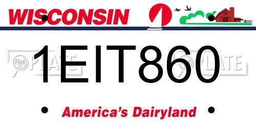 1EIT860 Wisconsin License Plate