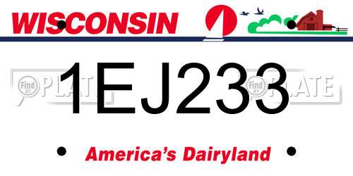 1EJ233 Wisconsin License Plate