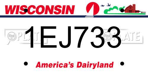 1EJ733 Wisconsin License Plate