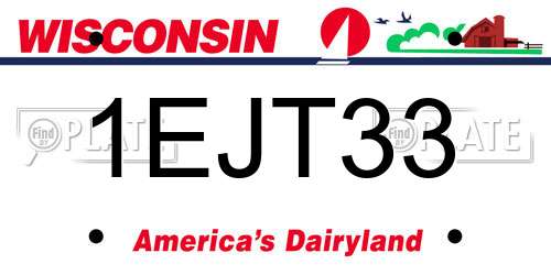 1EJT33 Wisconsin License Plate