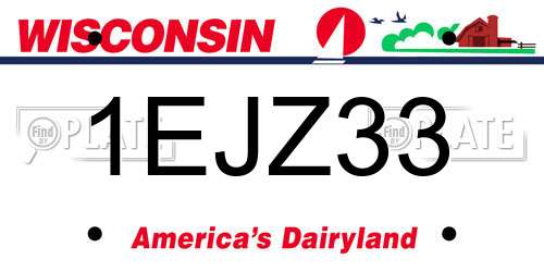 1EJZ33 Wisconsin License Plate