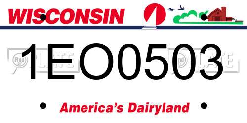 1EO0503 Wisconsin License Plate