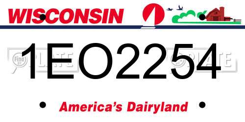 1EO2254 Wisconsin License Plate