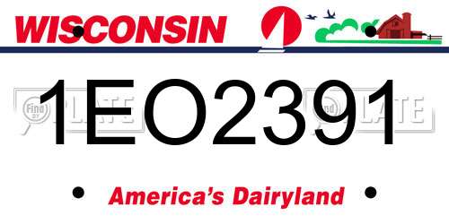 1EO2391 Wisconsin License Plate
