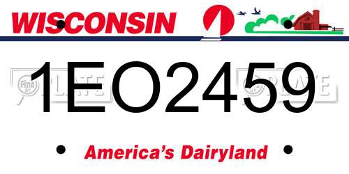 1EO2459 Wisconsin License Plate