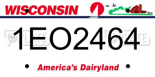 1EO2464 Wisconsin License Plate