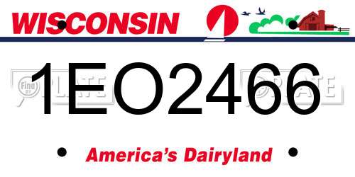 1EO2466 Wisconsin License Plate