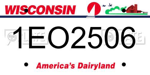 1EO2506 Wisconsin License Plate