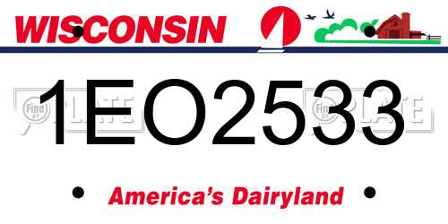 1EO2533 Wisconsin License Plate