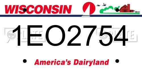 1EO2754 Wisconsin License Plate