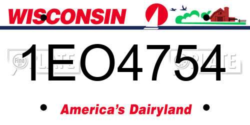 1EO4754 Wisconsin License Plate