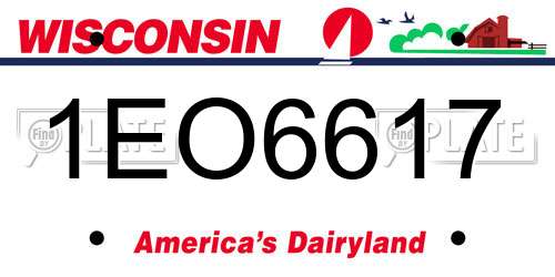 1EO6617 Wisconsin License Plate