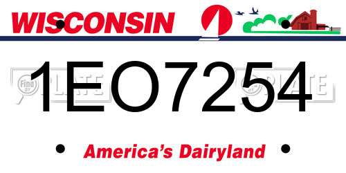 1EO7254 Wisconsin License Plate