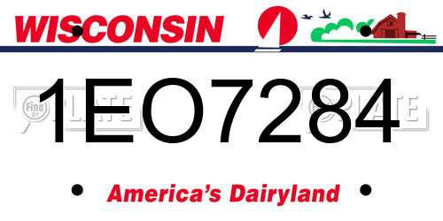 1EO7284 Wisconsin License Plate