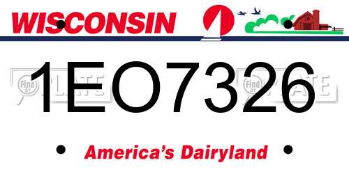 1EO7326 Wisconsin License Plate
