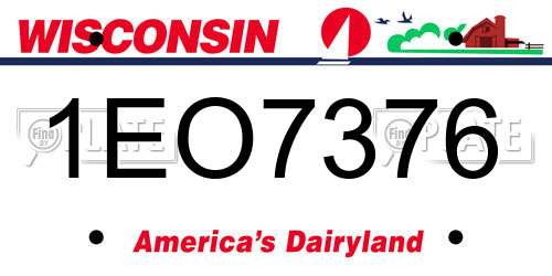 1EO7376 Wisconsin License Plate