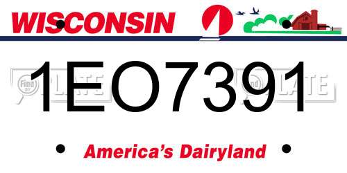 1EO7391 Wisconsin License Plate