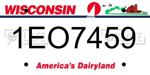 1EO7459 Wisconsin License Plate