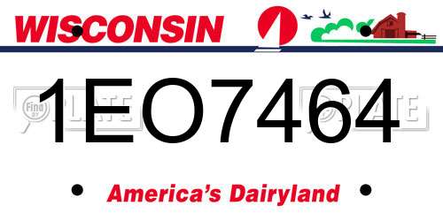 1EO7464 Wisconsin License Plate