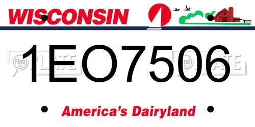 1EO7506 Wisconsin License Plate