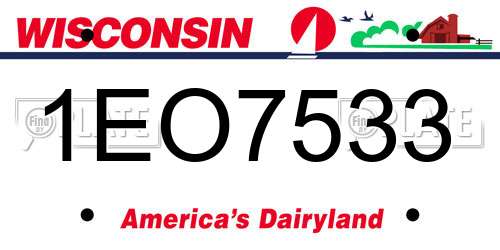 1EO7533 Wisconsin License Plate