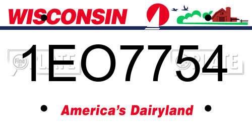 1EO7754 Wisconsin License Plate