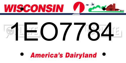 1EO7784 Wisconsin License Plate
