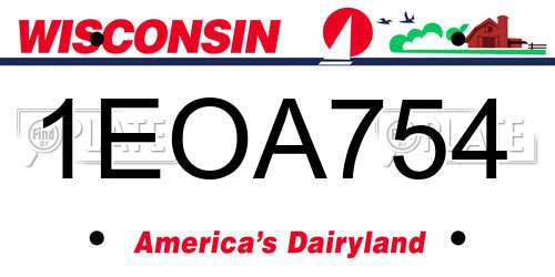 1EOA754 Wisconsin License Plate