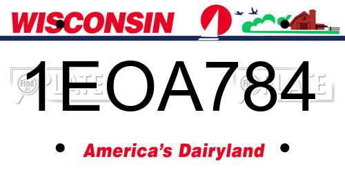1EOA784 Wisconsin License Plate