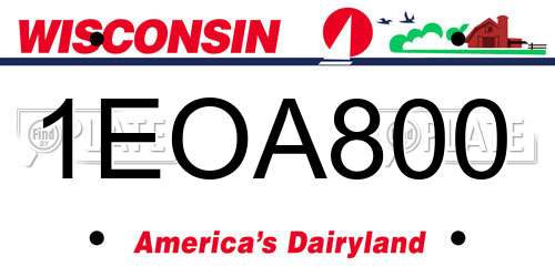 1EOA800 Wisconsin License Plate