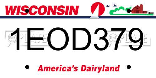 1EOD379 Wisconsin License Plate