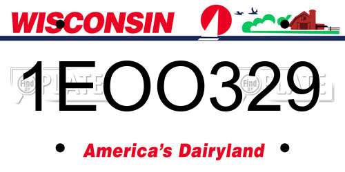 1EOO329 Wisconsin License Plate