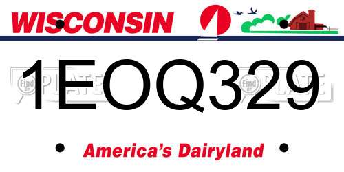 1EOQ329 Wisconsin License Plate