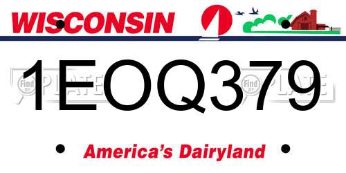 1EOQ379 Wisconsin License Plate