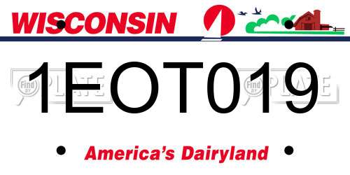 1EOT019 Wisconsin License Plate