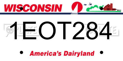 1EOT284 Wisconsin License Plate