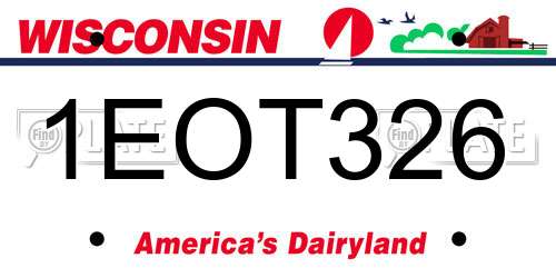 1EOT326 Wisconsin License Plate