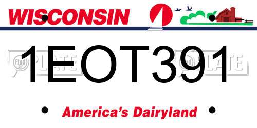 1EOT391 Wisconsin License Plate