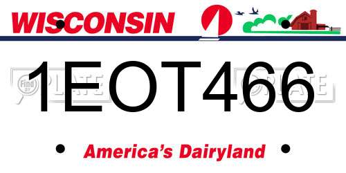 1EOT466 Wisconsin License Plate