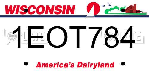 1EOT784 Wisconsin License Plate