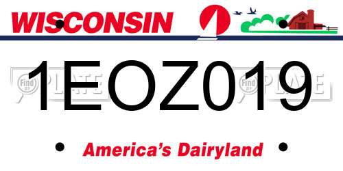 1EOZ019 Wisconsin License Plate