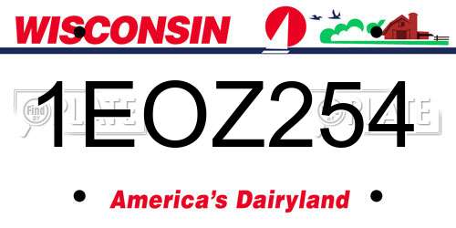 1EOZ254 Wisconsin License Plate