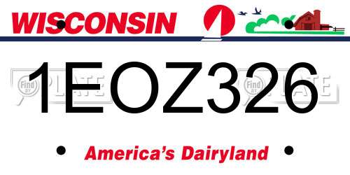 1EOZ326 Wisconsin License Plate