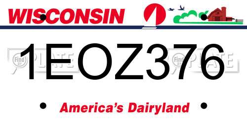 1EOZ376 Wisconsin License Plate